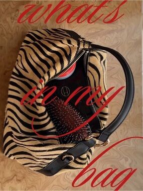 Leather zebra print hand bag